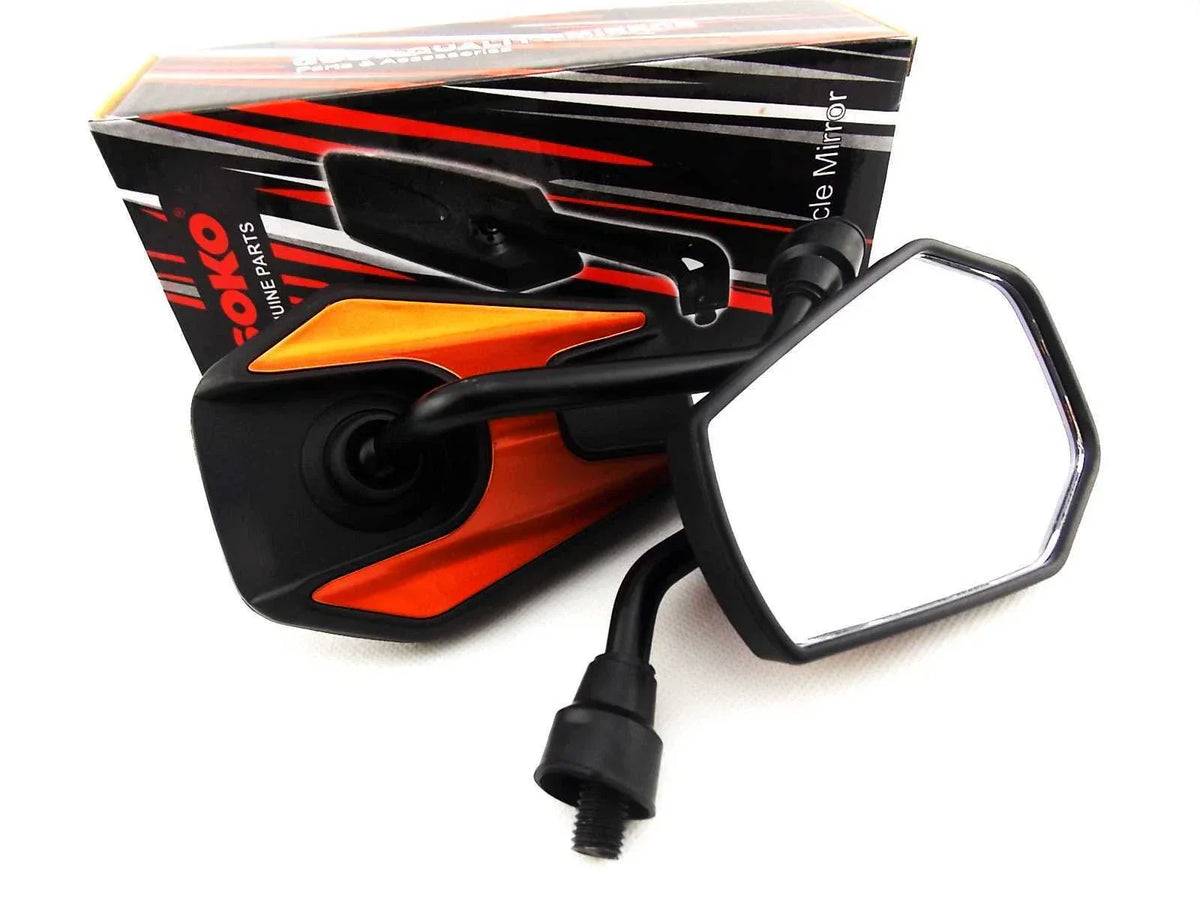 Black Orange Hex Soko Mirrors for Suzuki GSX1100S Katana (1981-1994)
