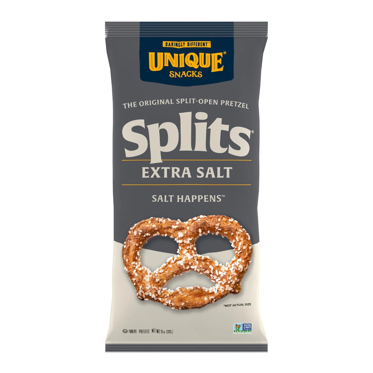 Pack of 6 Unique Snacks Extra Salt Splits Pretzels 11 Ounce
