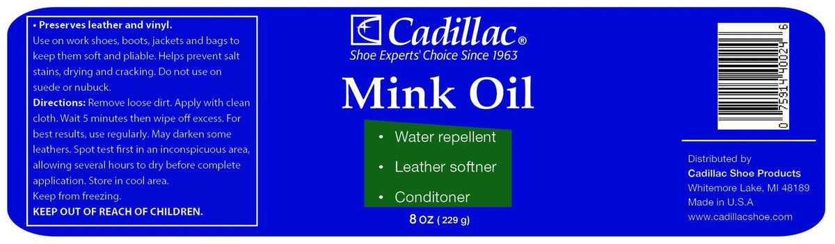 Mink Oil Leather Conditioner Paste 8 oz for Boots Shoes Bags
