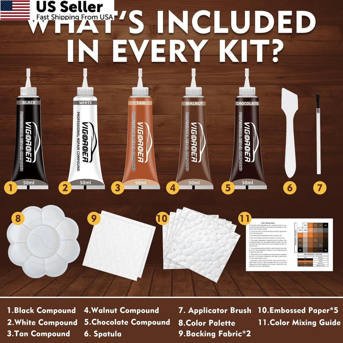 Brown Leather Repair Kit for Furniture, Couch, Car