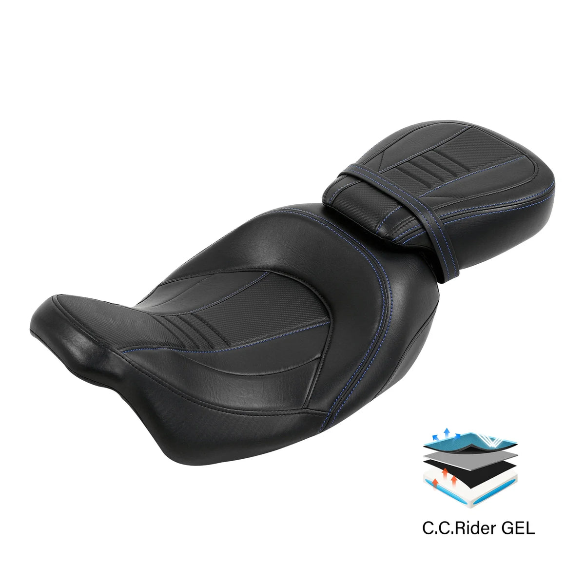 Gel Driver Passenger Seat for Harley Touring Street Glide Road King (2009–2023)