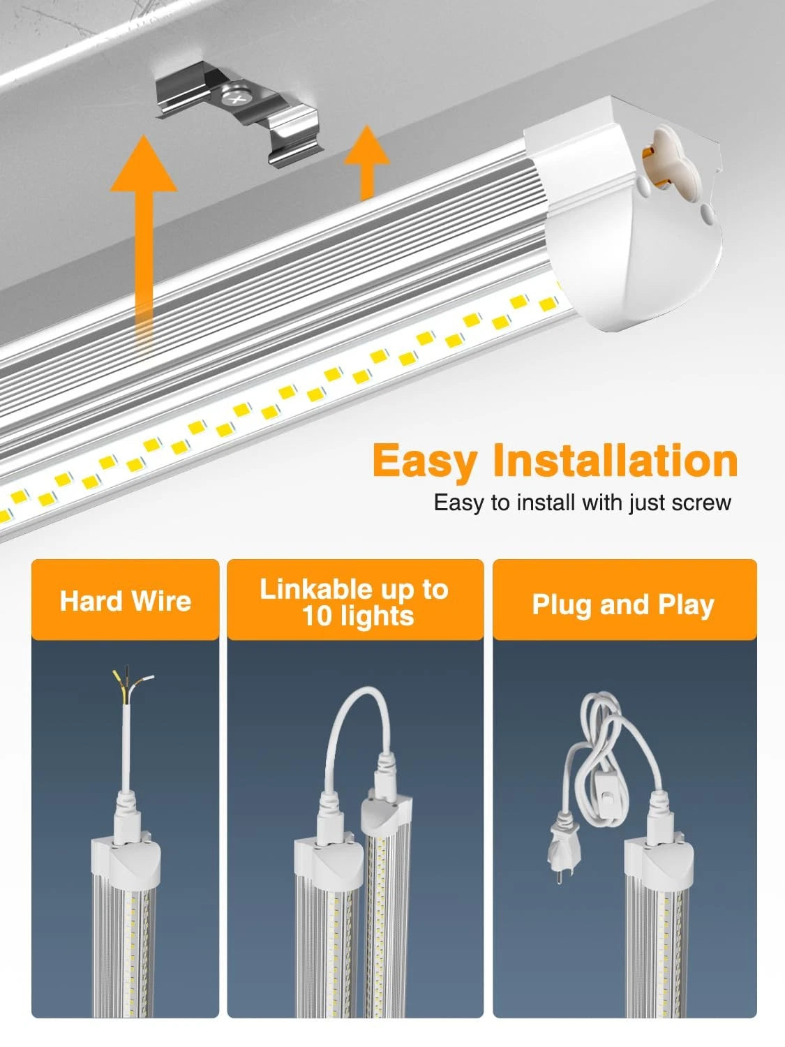 LED Shop Lights 25W 3750LM for Garage Workshop (6500K Daylight)
