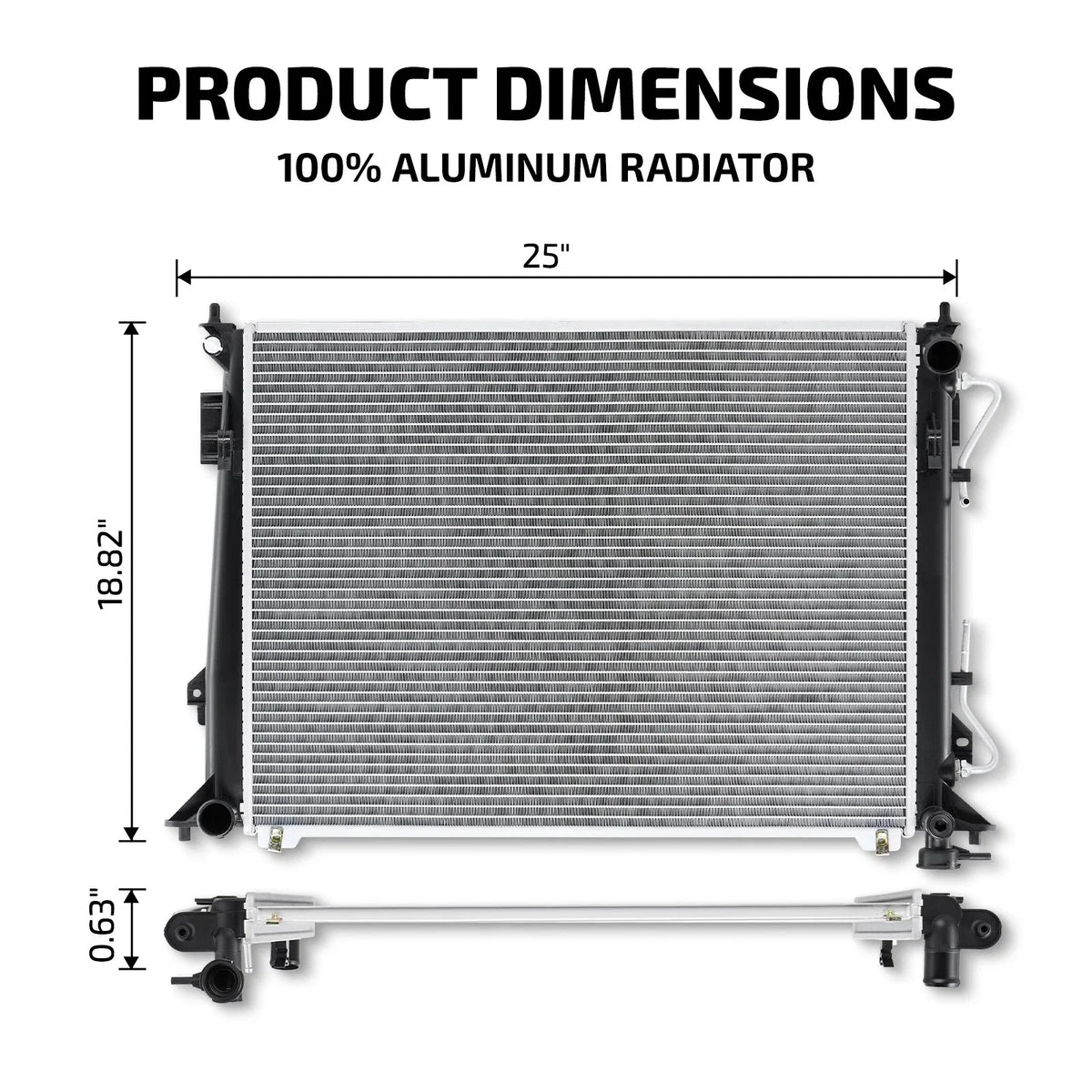 Aluminum Radiator CU2831 for Hyundai Azera 3.8L, Sonata 3.3L, Kia Optima 2.4L (2006–2017)