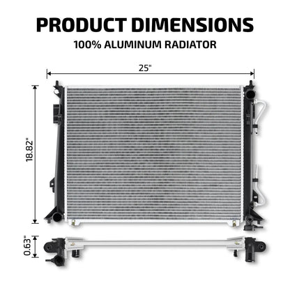 Aluminum Radiator CU2831 for Hyundai Azera 3.8L, Sonata 3.3L, Kia Optima 2.4L (2006–2017)