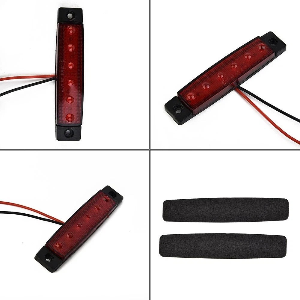 2pcs 6-LED Red Sealed Turn Brake Stop Tail Light for Truck Trailer RV Boat