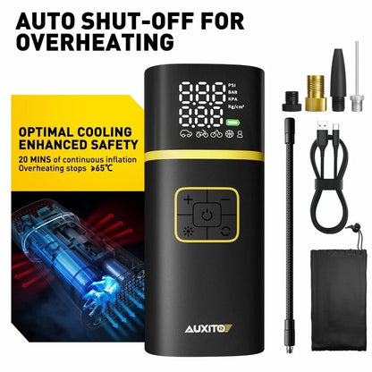 Cordless Air Compressor Tire Inflator for Car Moto Bike Tires (150 PSI)