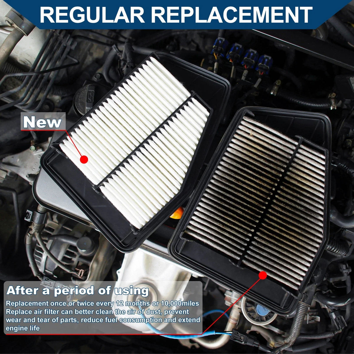 Set of 2 Engine Air Filters No. 04891916AA for Dodge Journey (2009–2020)