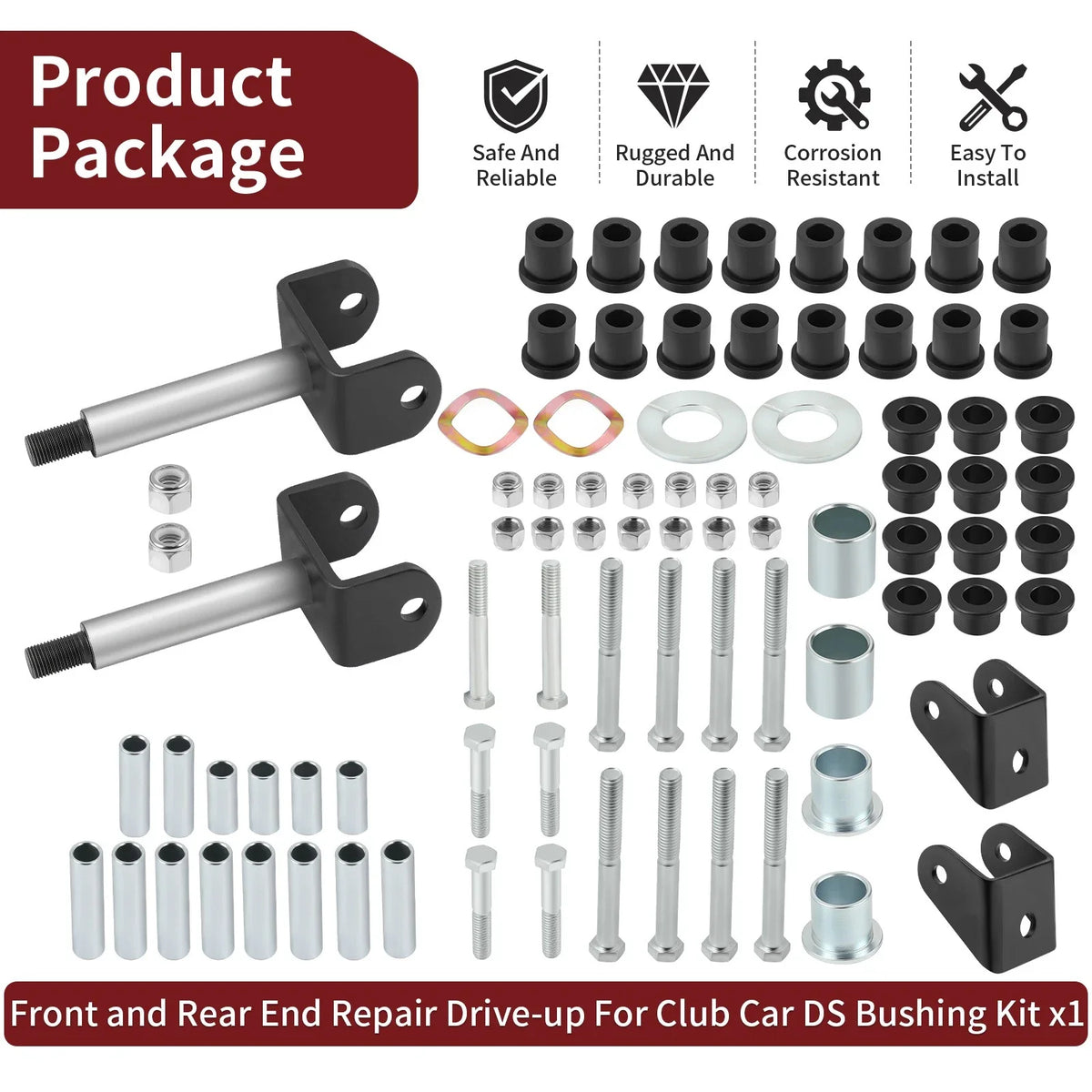 Front Rear End Repair Bushing Kit for Club Car DS (1993–Present)