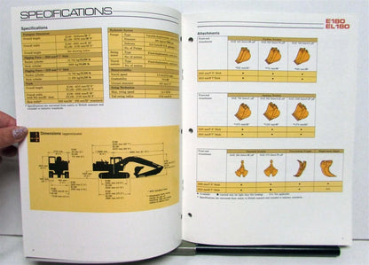 Excavator Sales Brochure for CAT E180 EL180 (1987)