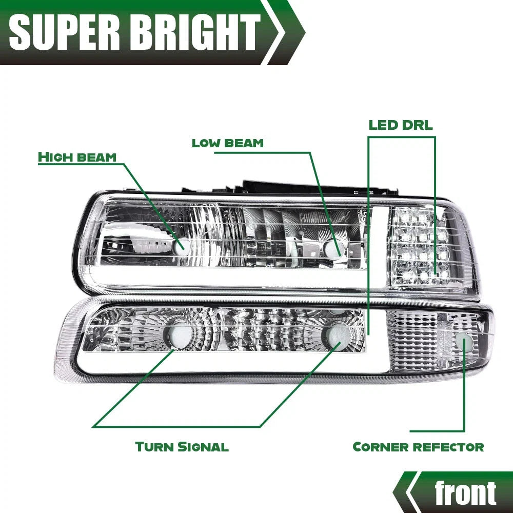 LED DRL Headlight and Bumper Lamps for Chevy Silverado 1500 2500 HD