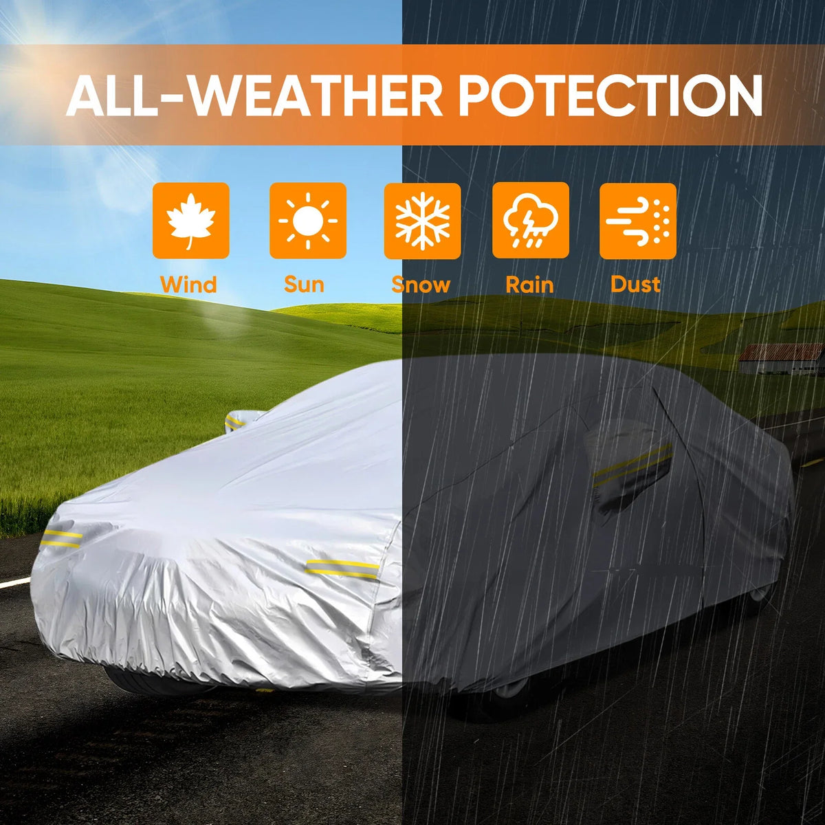 Car Cover for Ford Mustang (Waterproof, UV Resistant, Silver)