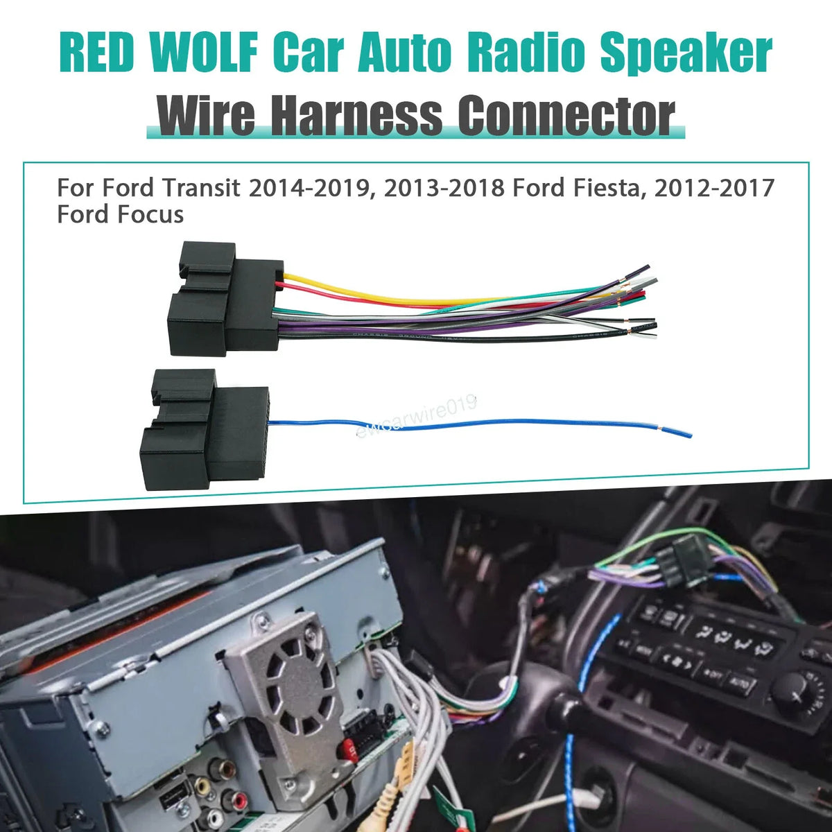 Radio Stereo Wire Harness Plug for Ford Transit (2014–2019), Fiesta/Focus (2013–2018)