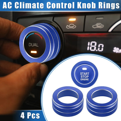 Set of 4 AC Climate Control Knob Rings for Toyota RAV4 (2019–2023) Blue