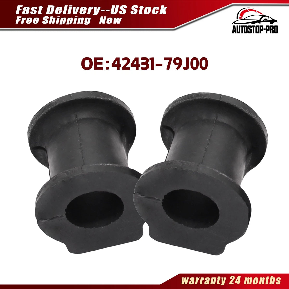 2X Front Sway Bar Bushings for Suzuki SX4 (2007–2014) 42431-79J00, 42431-80J00