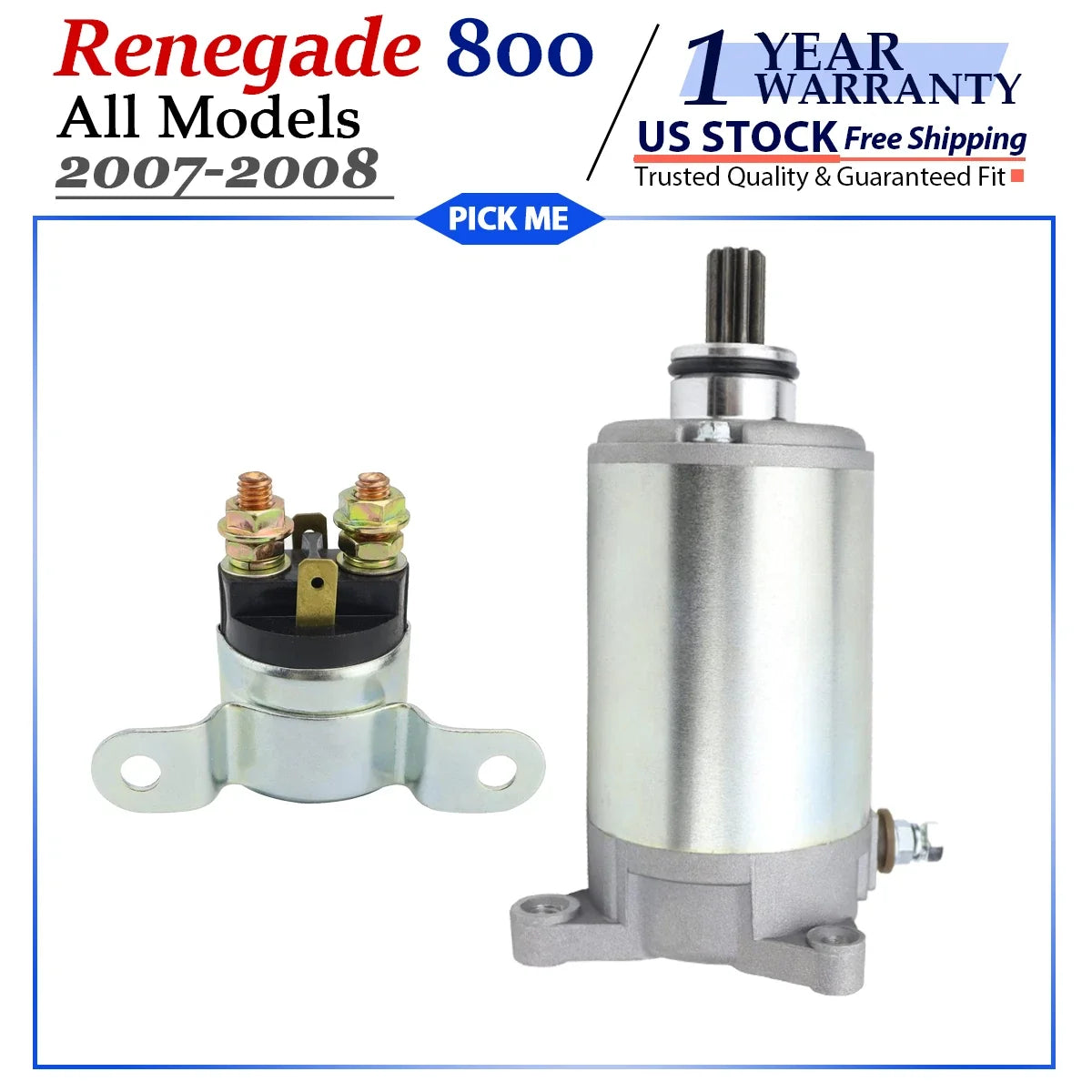 Starter with Relay for Can-Am Bombardier Renegade 800 (2007–2008)