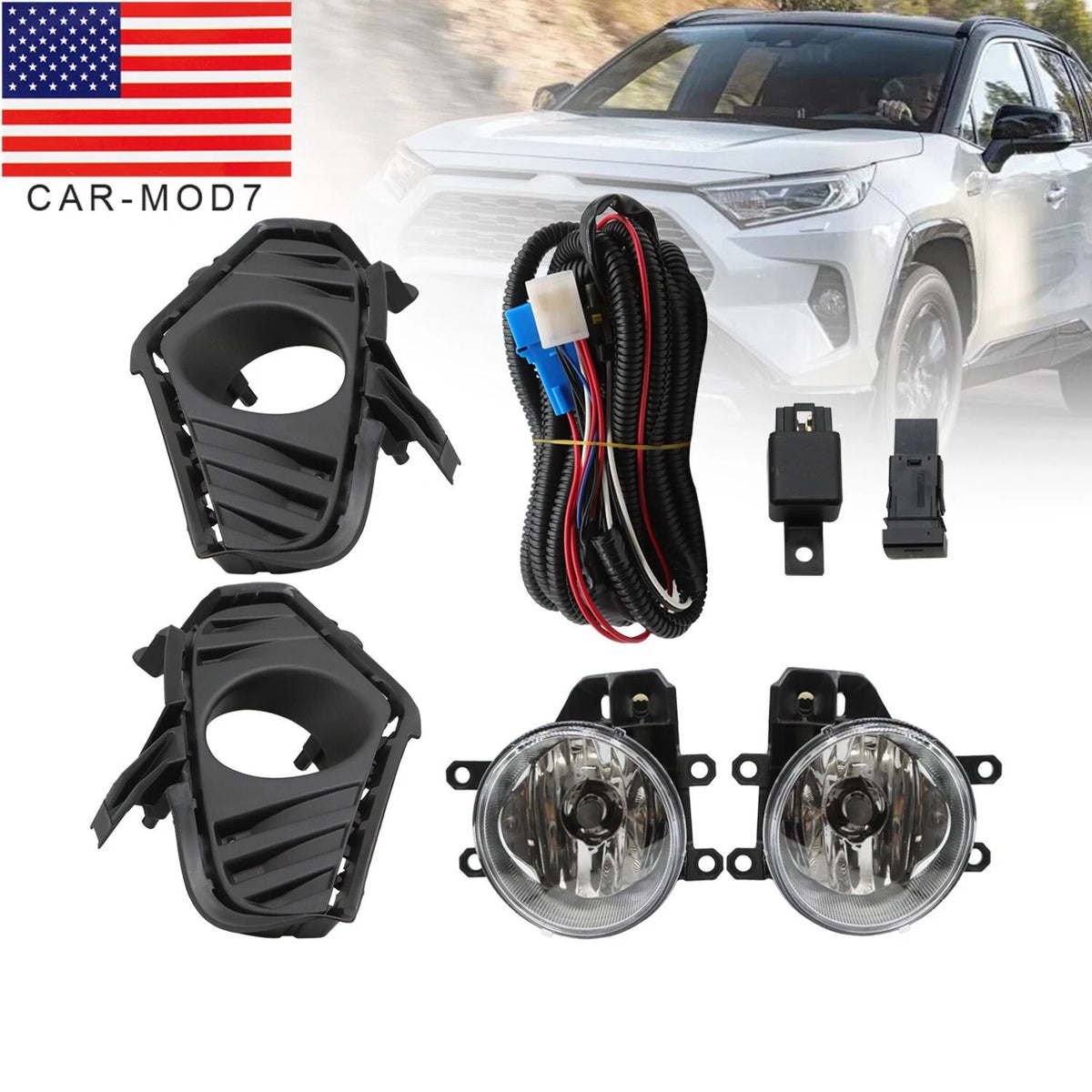 Pair of Front Bumper Halogen Fog Lights for Toyota RAV4 (2019–2023)