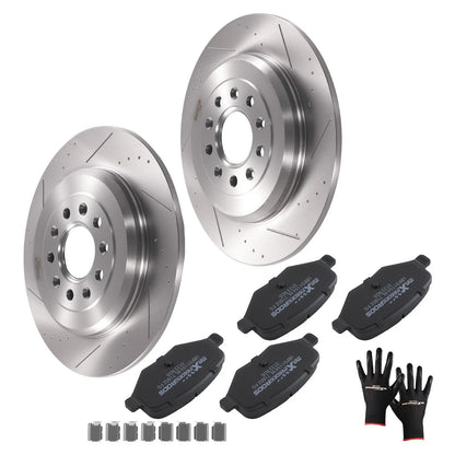 Rear Brake Rotors and Pads Kit for Lincoln MKS MKT MKX/Ford Edge (2007–2019)