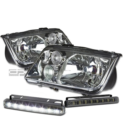 Chrome Housing Headlight & Smoked LED Fog Light Kit for Jetta/Bora (1999–2004)