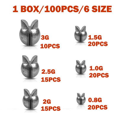 100X Split Shot Sinkers 0.8g 1.0g 1.5g 2g 2.5g 3g w/Box