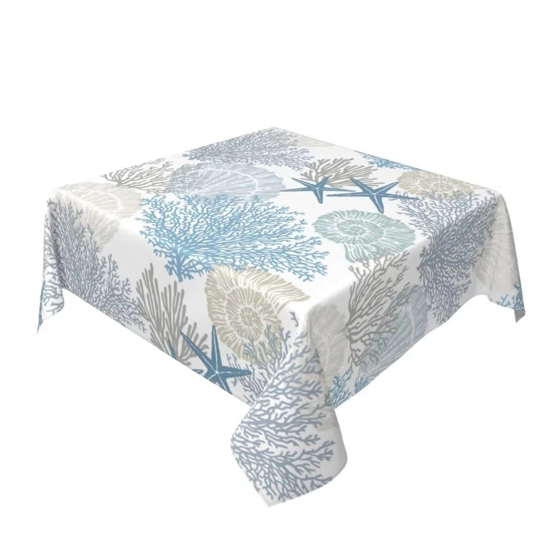 Summer Coastal Tablecloth for Square Tables (54x54 Inch)
