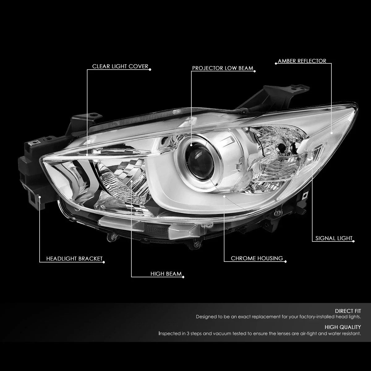 Set of 2 Projector Headlights for Mazda CX-5 (2013–2016) OE Style Chrome