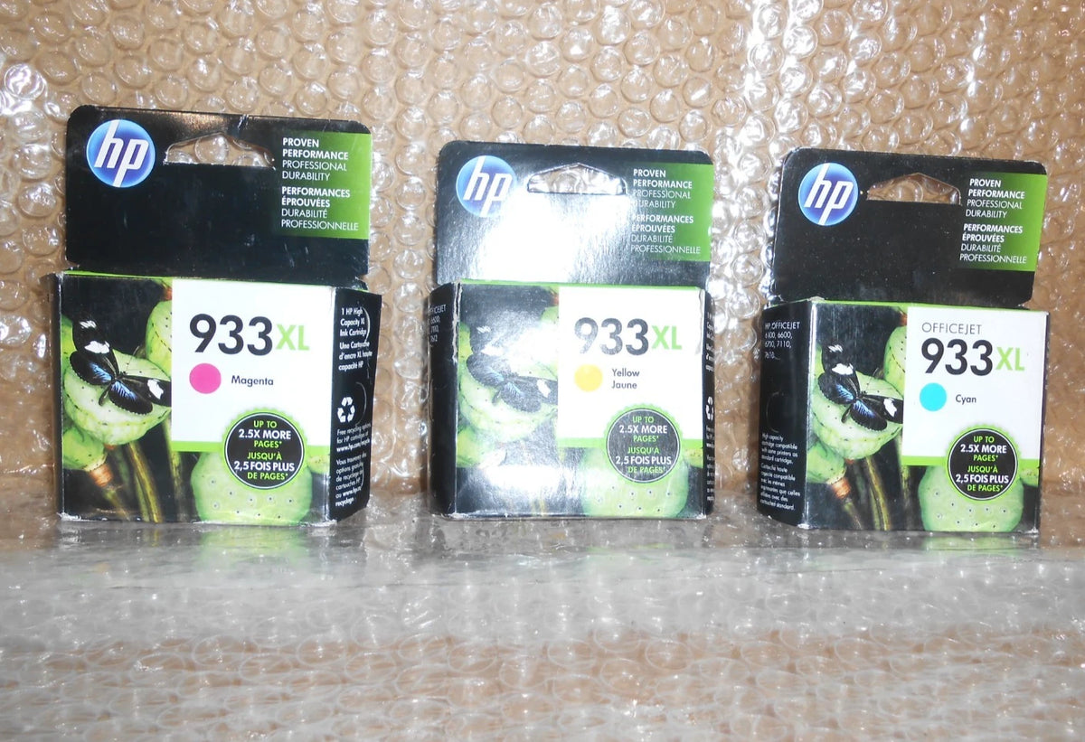 3X HP 933XL Magenta/Cyan/Yellow Cartridges for HP Printers (2016–2017)