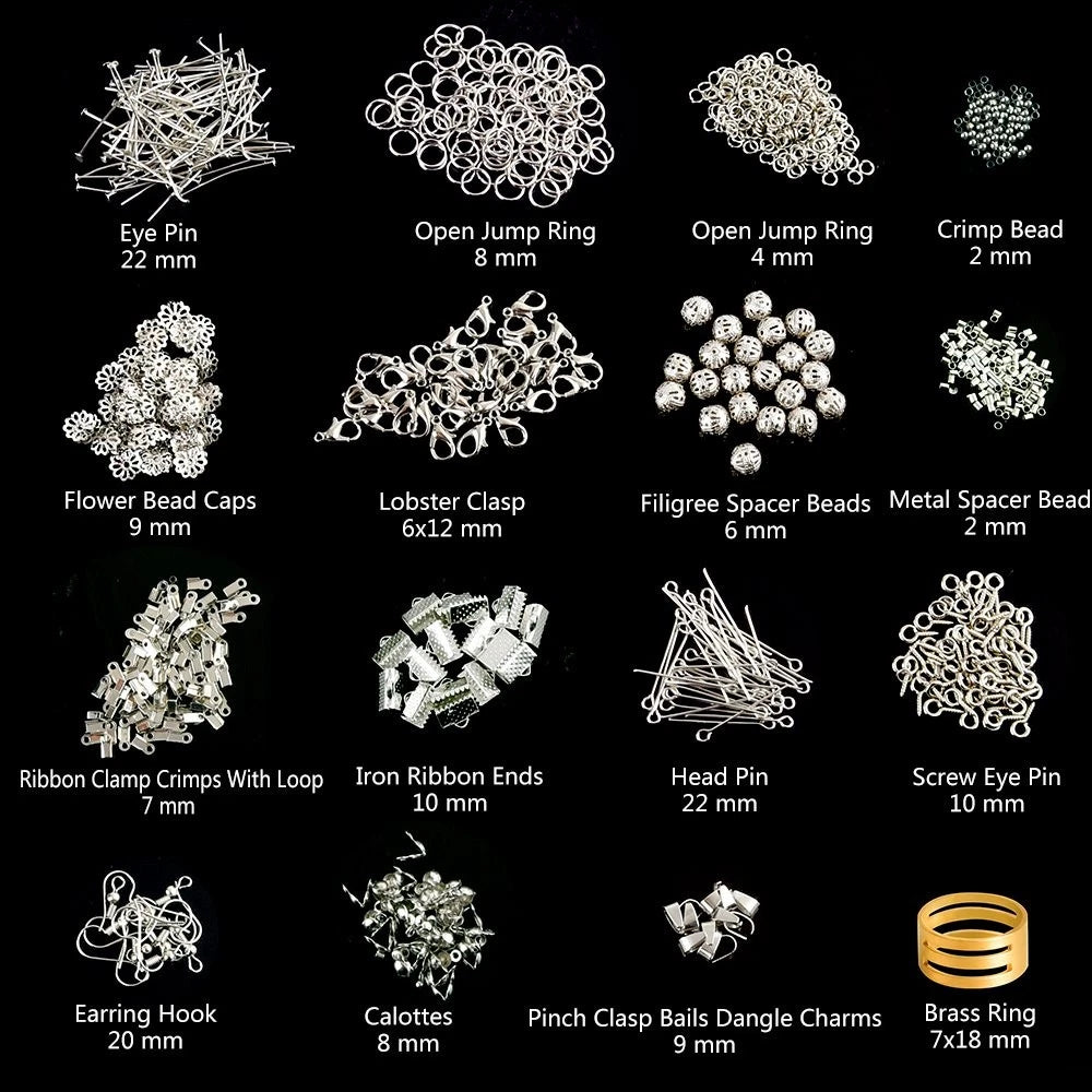 Jewelry Making Kit Findings Set of 4 - Silver, Gold, Black, Clear