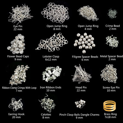Jewelry Making Kit Findings Set of 4 - Silver, Gold, Black, Clear