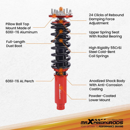 24 Way Damper Coilovers Suspension Struts Kit for Honda Accord (2003–2007)