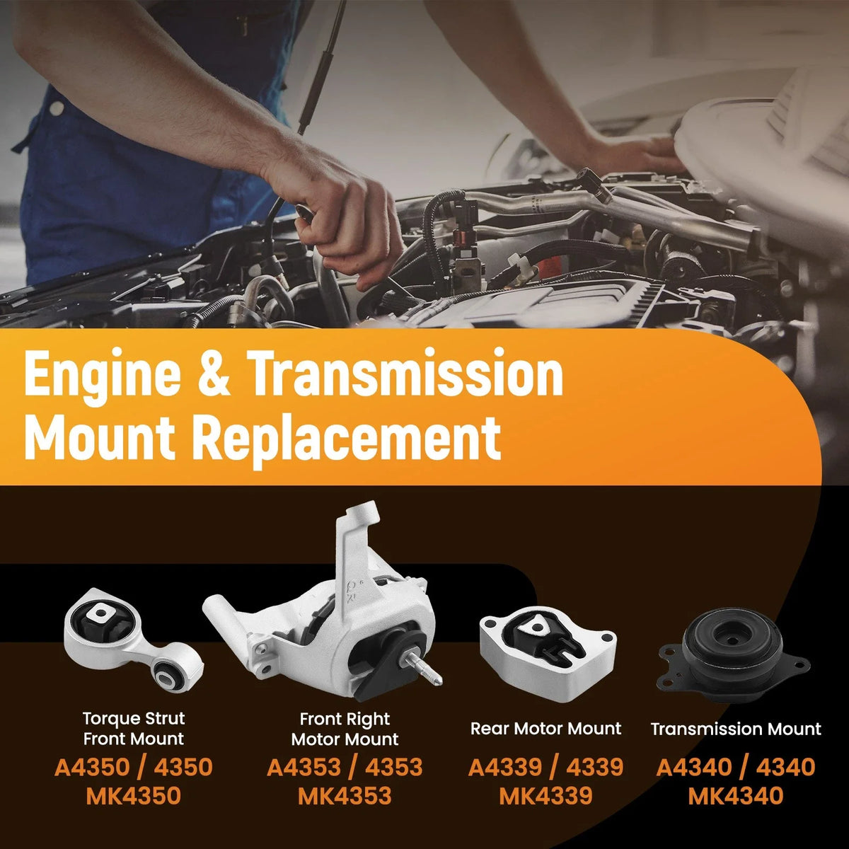 Set of 4 Transmission Engine Mounts for Nissan Altima 2.5L (2007–2016)