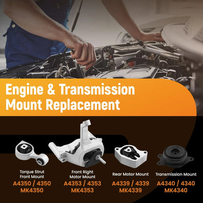 Set of 4 Transmission Engine Mounts for Nissan Altima 2.5L (2007–2016)