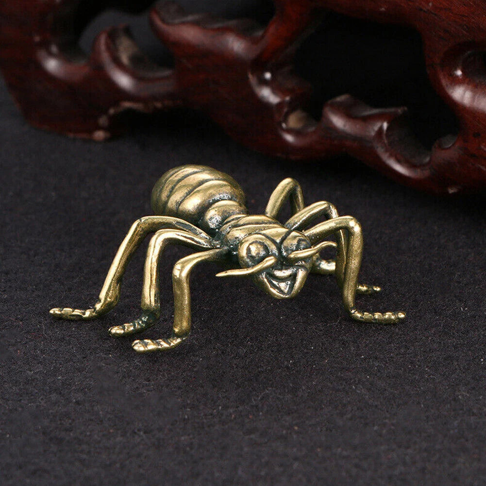 Brass Ant Figurines Set of 2 for Home Office Ornaments