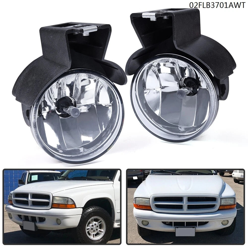 Fog Lights Pair for Dodge Dakota/Durango (1997–2000) J-02FLB3701AWT, CH2592104, CH2593104, CH2592145