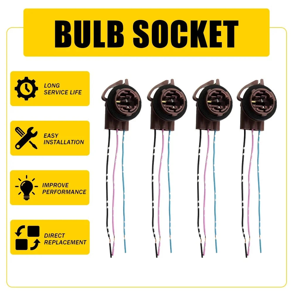 4X 3157 4157 Bulb Socket Pigtail Harness for Turn Signal Brake Light