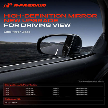 Lower Power Mirror Glass for Ford Transit-150 250 (2015–2019) BK3117A700AB