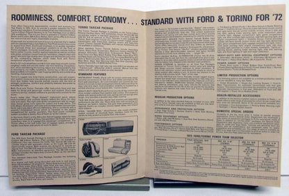 Set of 4 Standard Packages for 1972 Ford Torino Custom Taxicabs