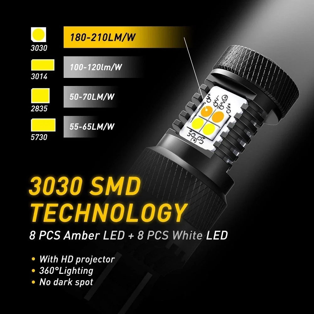 2X Switchback 7443 7444 LED Turn Signal Bulbs for