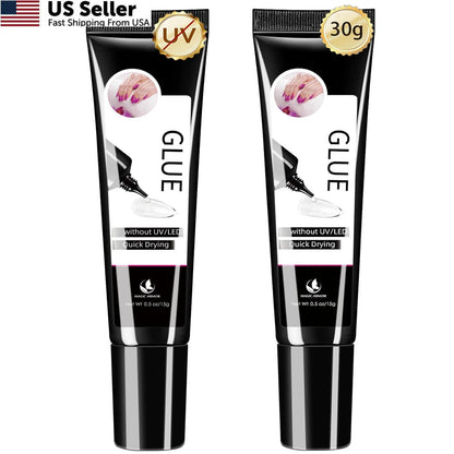 2X 15g Semi Solid Nail Glue for Press On Nails (No UV)
