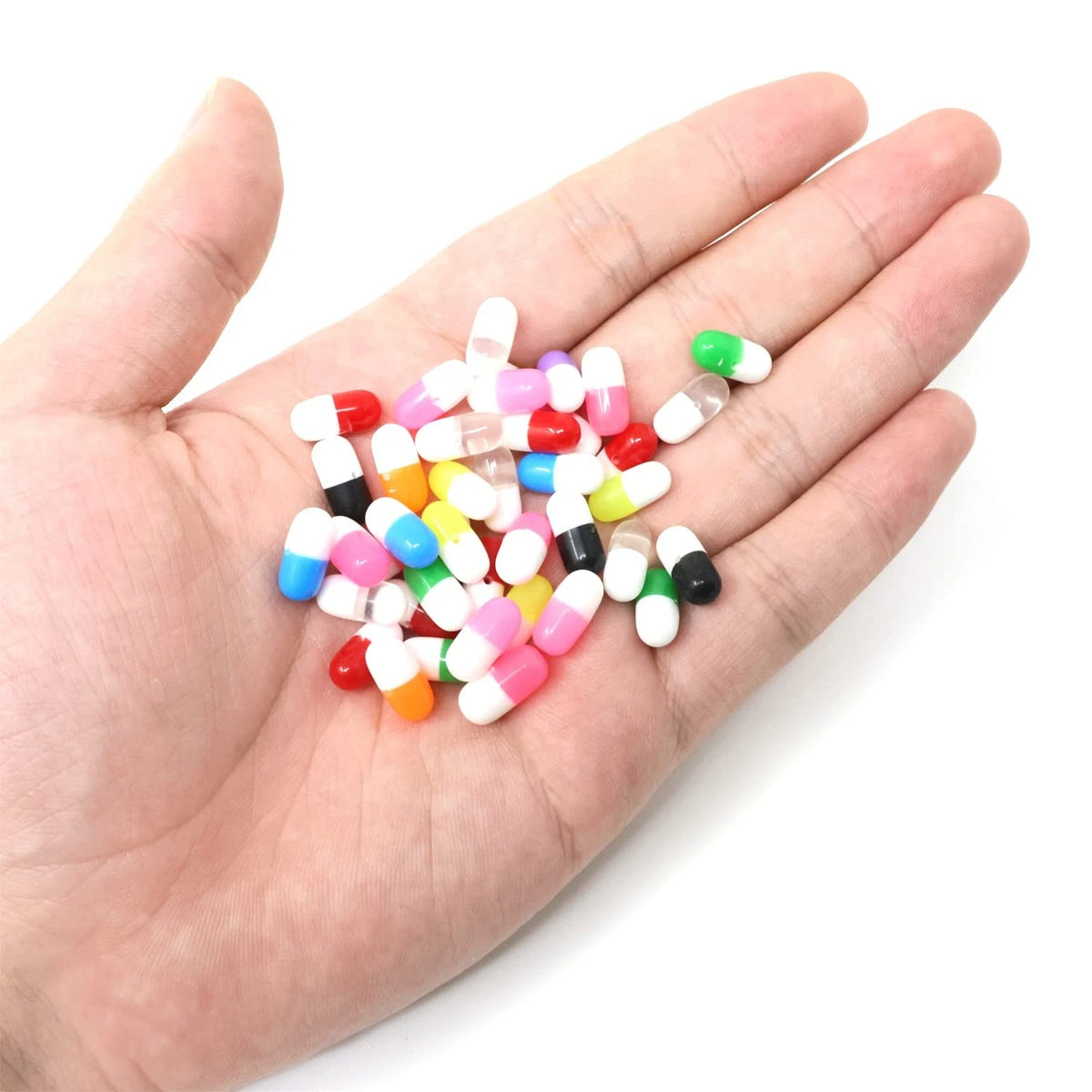 100PCS Tiny Capsule Shaped Resin Craft Loose Beads for Jewelry Making