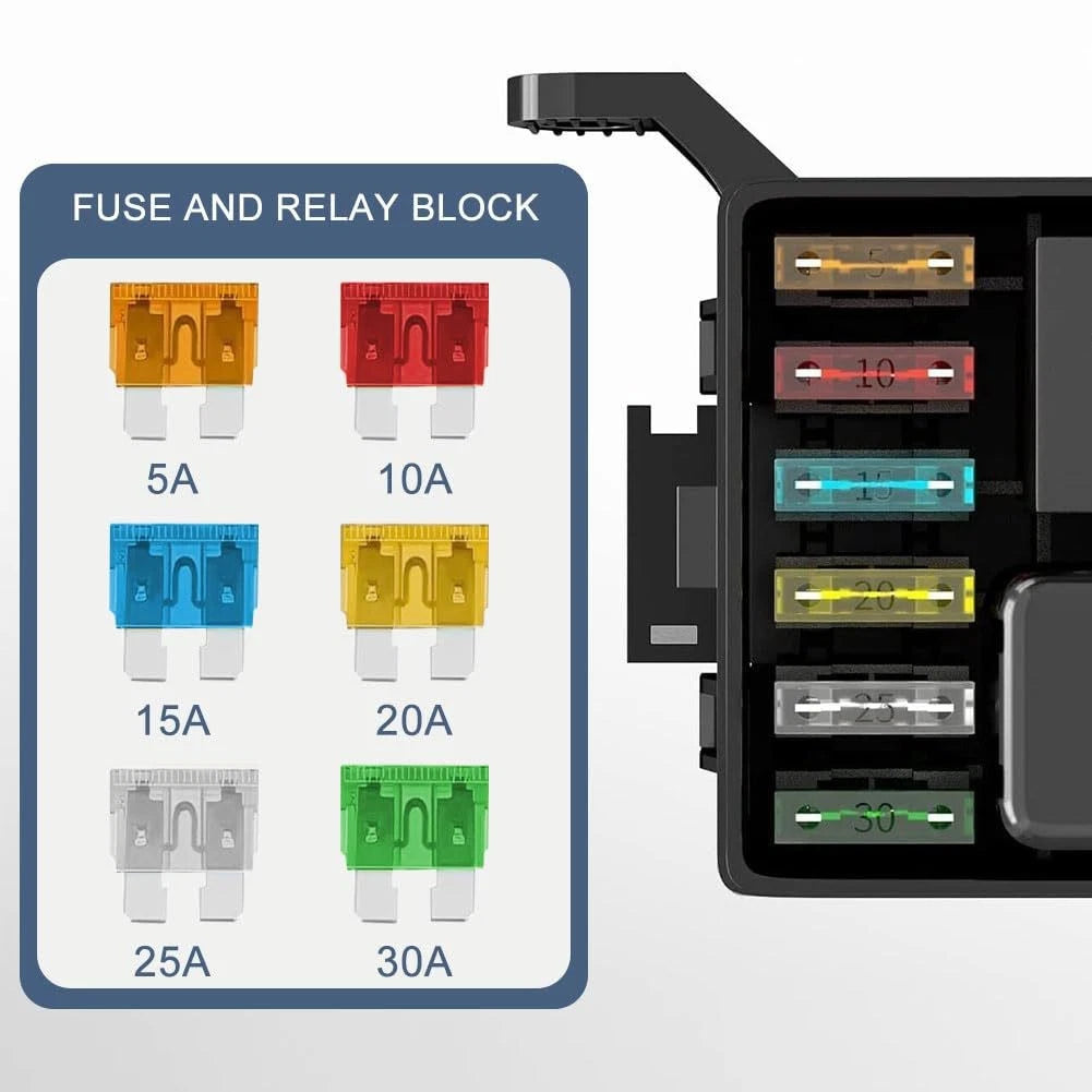 6-Way Relay Fuse Box with Harness for Car Truck SUV (12V/24V)