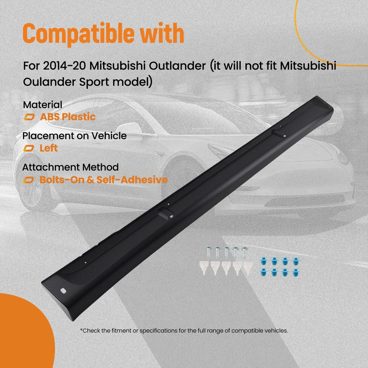 Left Side Skirt Extension for Mitsubishi Outlander (2014–2020) 6512A421 Black