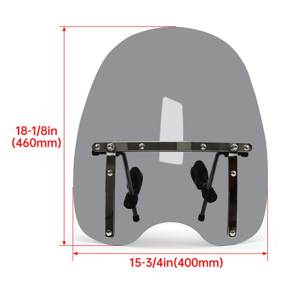 18"x16" Smoke Windshield for Yamaha Virago XV250 (1988–2007) & Honda Shadow VT1300 (2007–2012)