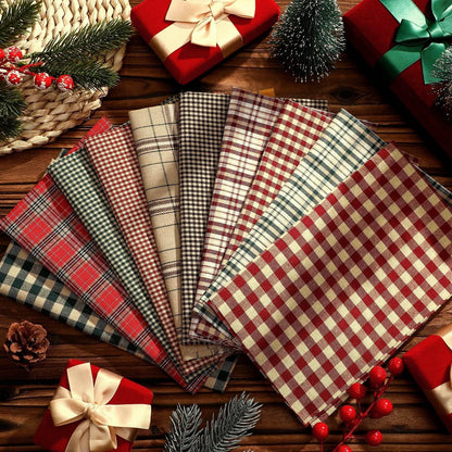 60 Pcs Vintage Plaid 10 x 10 Inch Fabric Squares for Crafting