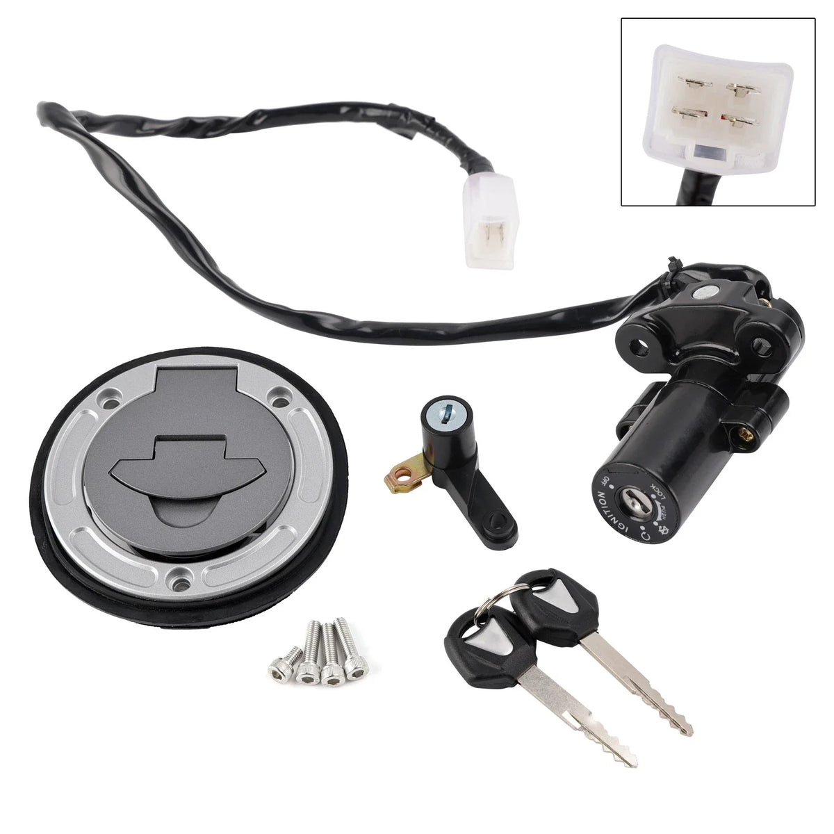 Ignition Key Switch Fuel Cap Seat Lock Set for Yamaha YZF R3 R25 (2019–2024)