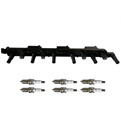 Ignition Coil & 6X Spark Plugs for Jeep Grand Cherokee Wrangler (1997–2006)