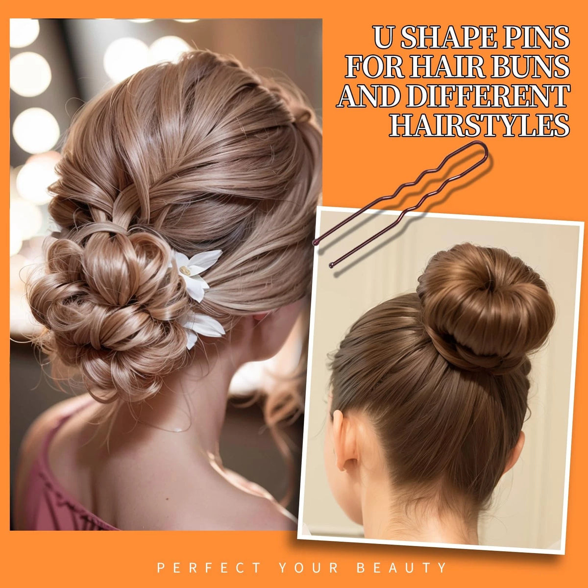 100 Bobby Pins for Women (Pack of 100) - Brown