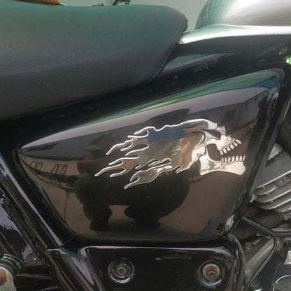 Pair 3D Gel Skull Decals for Motorbike Motorcycle (L+R)