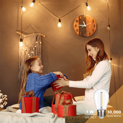 S14 Outdoor String Light Bulbs for (Shatterproof, Waterproof)