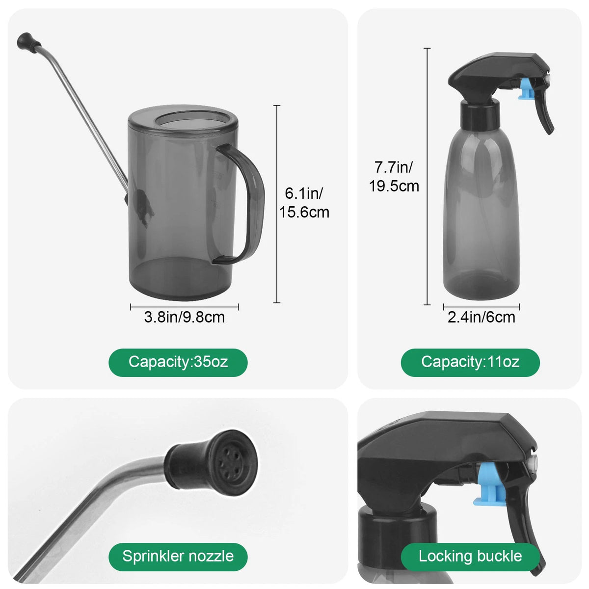 Set of 2 Plant Spray Bottles and Watering Cans for Indoor Plants