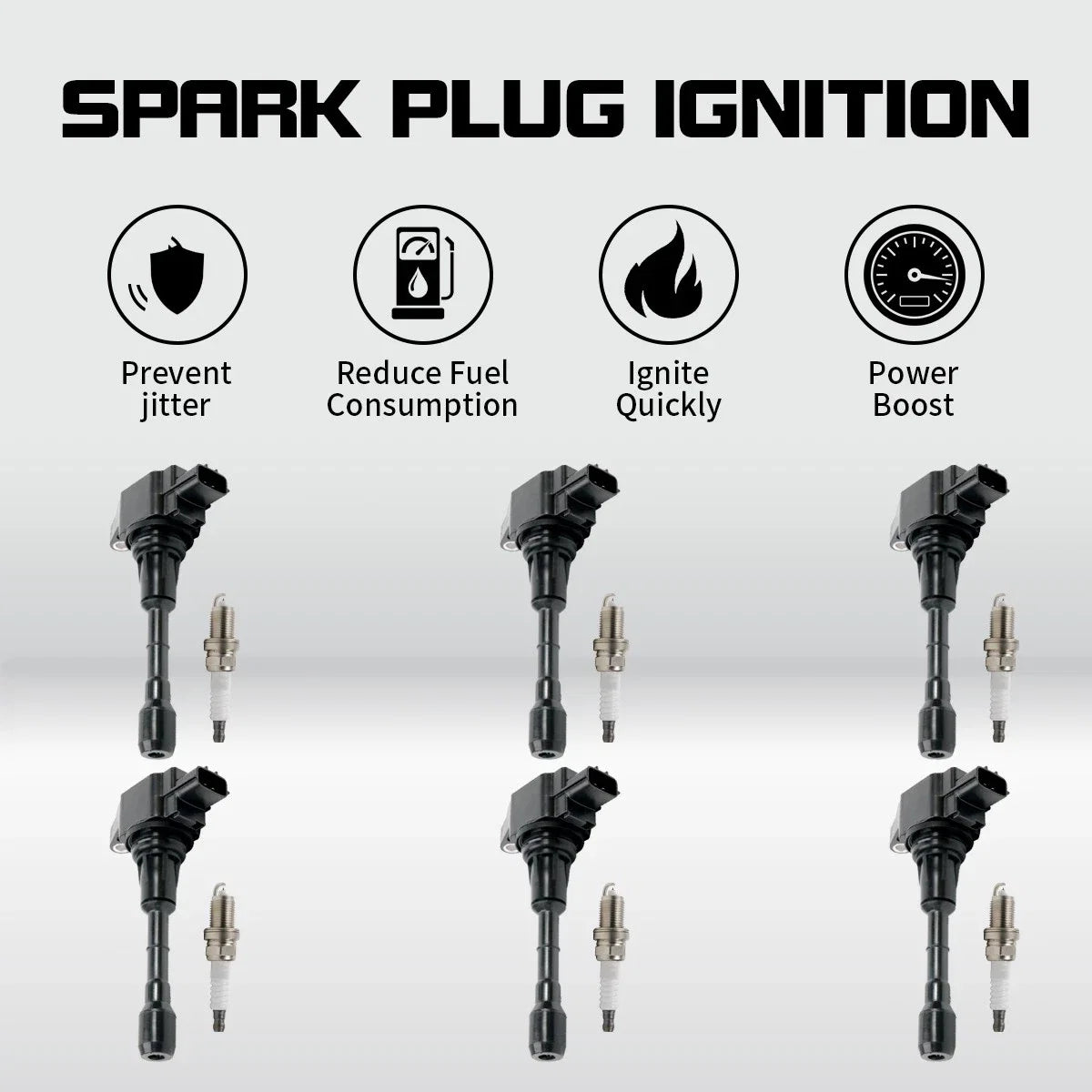 6X Ignition Coil & Iridium Spark Plug UF550 for Nissan Maxima Pathfinder (2004–2015)